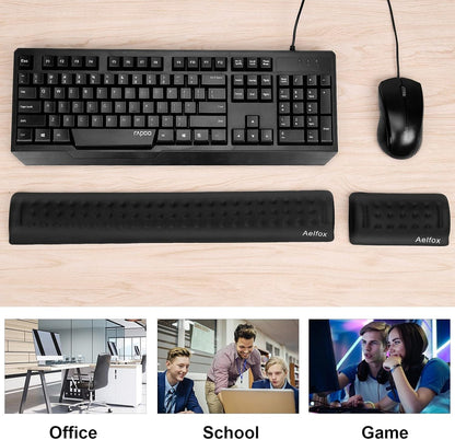 Memory Foam Keyboard Wrist Rest&Mouse Wrist Rest, Ergonomic Design Wrist Pad for Computer Keyboard Laptop Wrist Support, Arm Rest for Desk Accessories in Home Office School(Black)