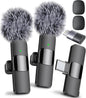 (Newest Model), Wireless Microphone for Iphone, Ipad, Android, Lavalier Microphone for Video Recording - 2 Pack Iphone Mic Crystal Clear Recording with USB-C for Podcast, ASMR