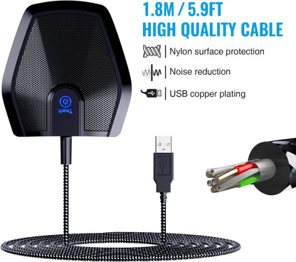 Conference USB Microphone, Omnidirectional Condenser PC Mic for Video Conference, Recording, Skype, Online Class, Court Reporter, Plug & Play Compatible with Mac OS X Windows PC Compute, G11