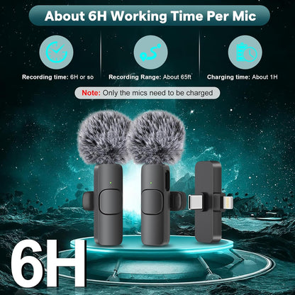 Professional Wireless Lavalier Lapel Microphone for Iphone, Ipad - Cordless Omnidirectional Condenser Recording Mic for Interview Video Podcast Vlog Youtube