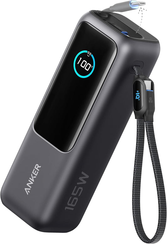 Laptop Power Bank, 25,000Mah Portable Charger with Triple 100W USB-C Ports for Multi-Device Charging, Built-In and Retractable Cables, for Iphone 16/15 Series, Macbook, Samsung, and More