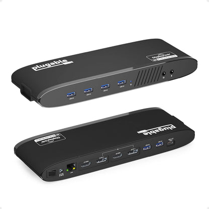 Universal Laptop Docking Station, 4K Dual Monitor, Displayport or HDMI, Windows Mac or Chromeos Laptops, USB-C or USB 3.0, Adds 2 Displays, Ethernet, Audio, 6 USB Ports