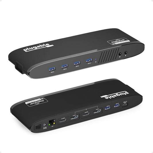 Universal Laptop Docking Station, 4K Dual Monitor, Displayport or HDMI, Windows Mac or Chromeos Laptops, USB-C or USB 3.0, Adds 2 Displays, Ethernet, Audio, 6 USB Ports