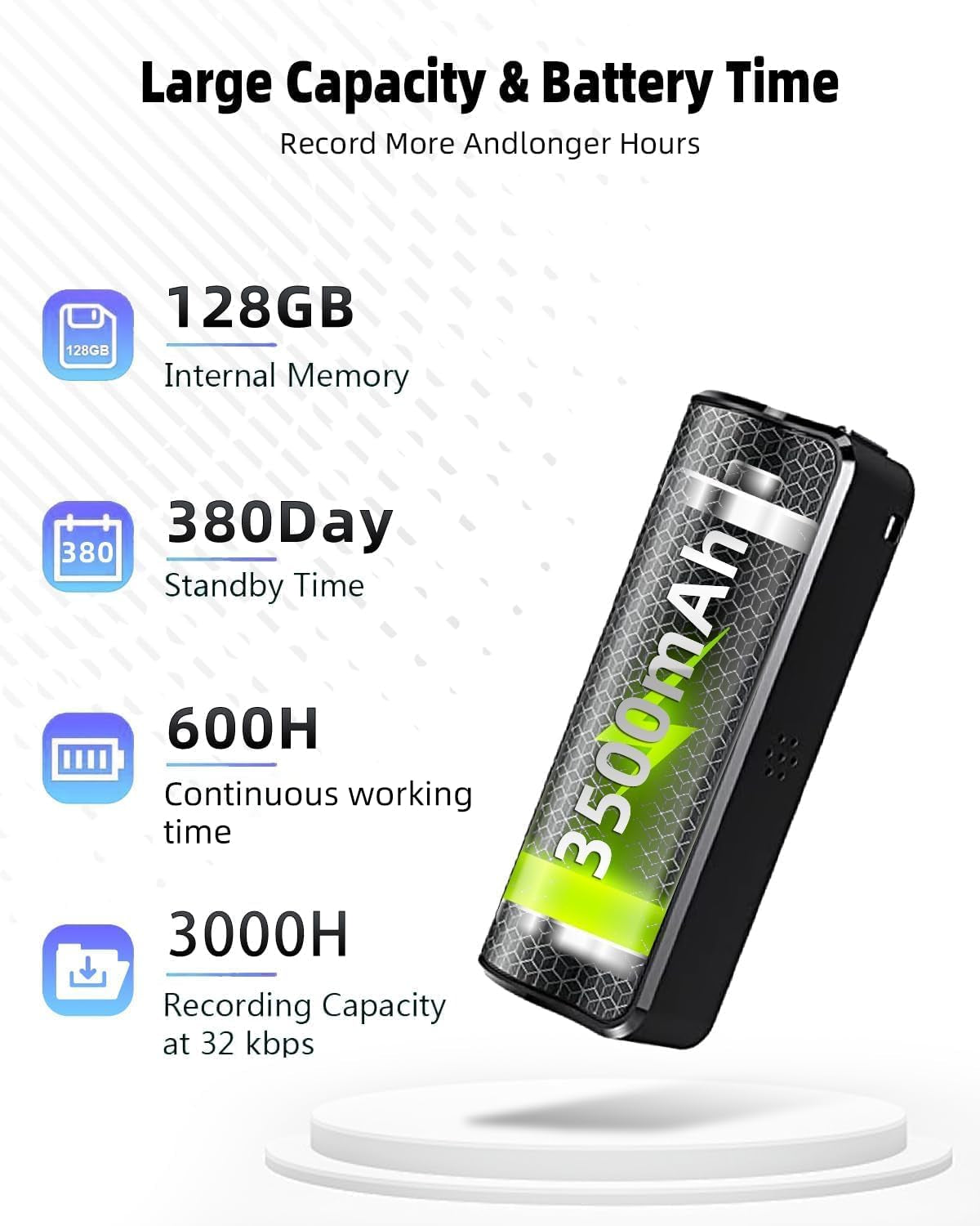 128G Magnetic Voice Recorder with Ai-Intelligent Triple Noise Reduction,35 Days Continuous Recording Device,Voice Activated Audio Recorder,Digital Voice Recorder for Meetings/Interviews/Classroom…