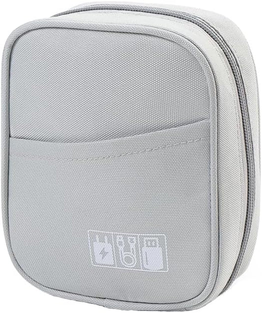 Storage Pouch for Small Electronics and Accessories,Tech Bag,Electronic Organizer Case Compatible with Macbook Laptop Charger,Mouse,Cables,Hub,Power Bank,Earphone,Toiletries Cosmetics (Grey)