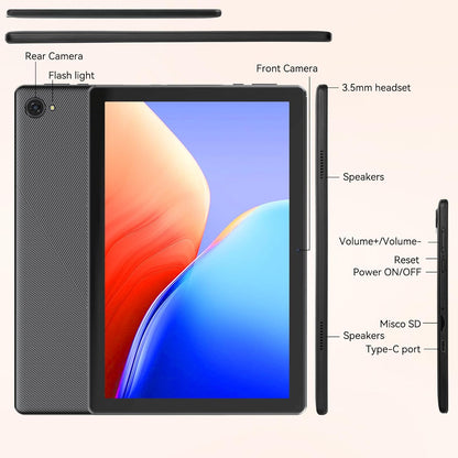 Tablet,10.1" Android Tablet with Octa-Core Processor 8GB RAM 64GB ROM HD IPS Touchscreen 8H Battery, Wi-Fi 6, BT 5.0, Dual Camera, Google Tablets 2025