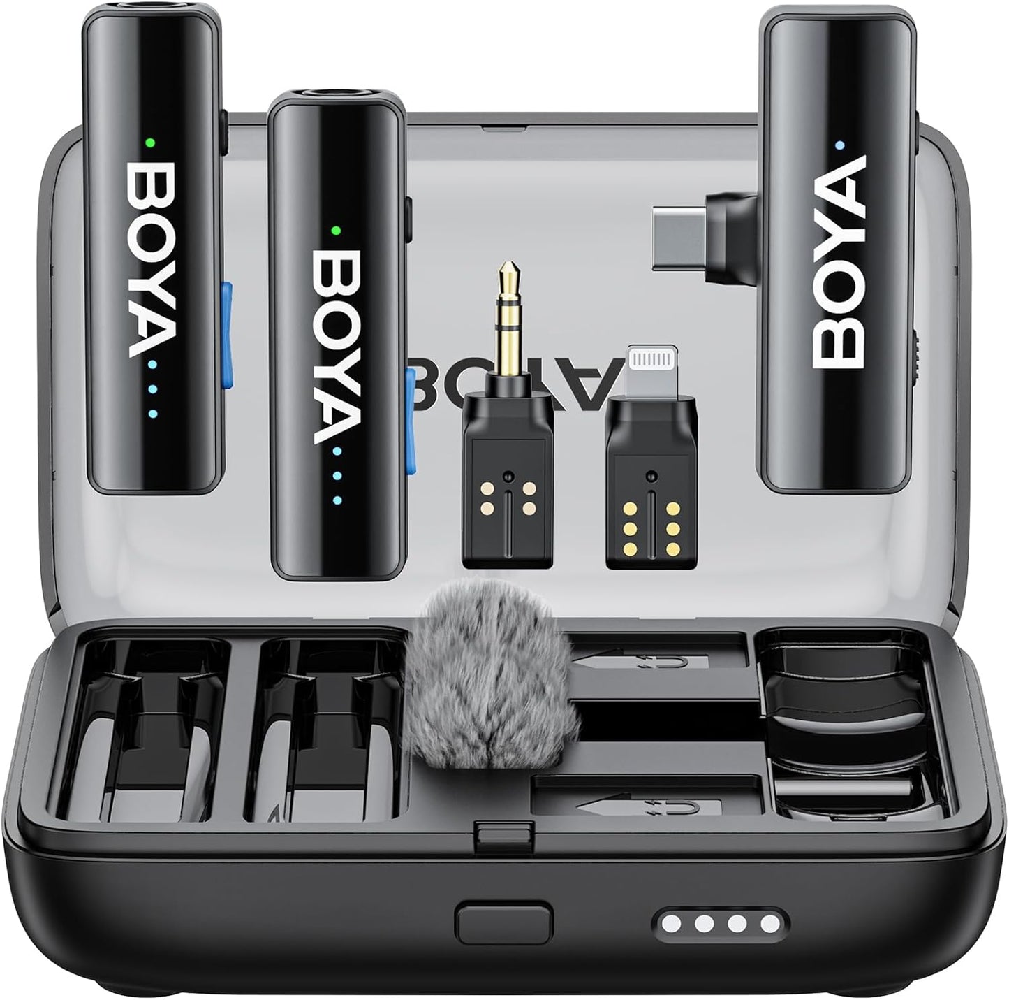 LINK 2 Wireless Lavalier Microphone for Iphone Camera Android, Mini Lapel Micophone Wireless, 48 Khz 24 Bit, 6Mm Mic, 1000Ft, 30H Use, Noise Cancelling, Clip on Mic Usb-C/Lightning/3.5Mm TRS