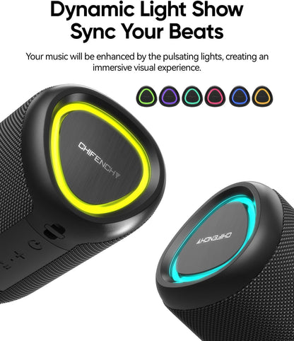 Portable Bluetooth Speaker with Lights, Powerful Crystal Clear Sound, IPX5 Waterproof, All Day Playtime, Aux&Tf-Card Input, Bluetooth 5.3, TWS Paring, Small Wireless Speaker for Outdoor, Gift Ideas