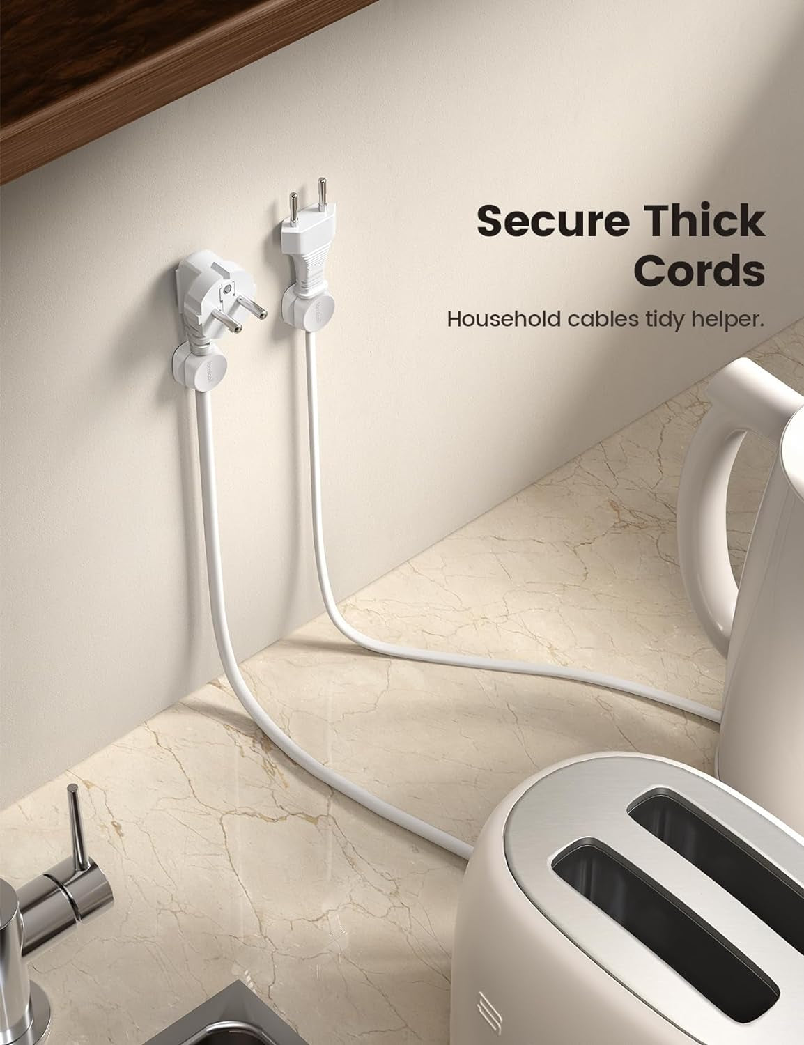 8Pack Cord Organizer [1S Lock] Spring Cable Management Clips -  Desk Cord Holder, Adhesive Cute round Cable Clip, Phone Charger Wire Organizer Keeper for Nightstand Car Office Accessory, White
