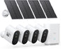 3K/5MP Solar Security Cameras Outdoor Wireless, Ultra HD Video Home Security System 4-Cam Kit with 166° Ultra Wide Angle, Cam-To-Cam Sync, Color Night Vision, Spotlight & Siren, No Monthly Fees