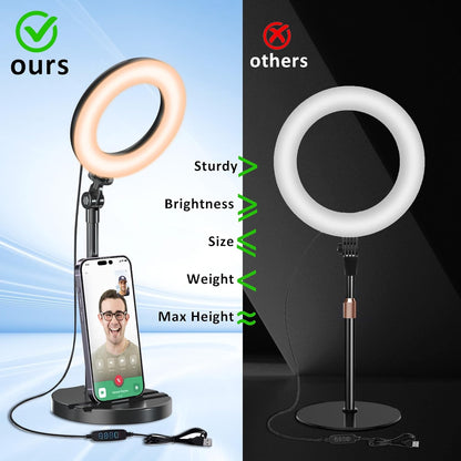 Desk Ring Light with Telescopic Stand, Travel Desktop Hola Light for Phone Selfie Laptop Zoom Video Calls Makeup Tiktok Reels Live Streaming