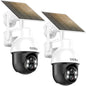 Solar Camera Security Outdoor - Security Cameras Wireless Outdoor with 360° Panoramic View, Human Auto Tracking, 2K Night Vision, Compatible with Alexa/Google Assistant (2 Pack)