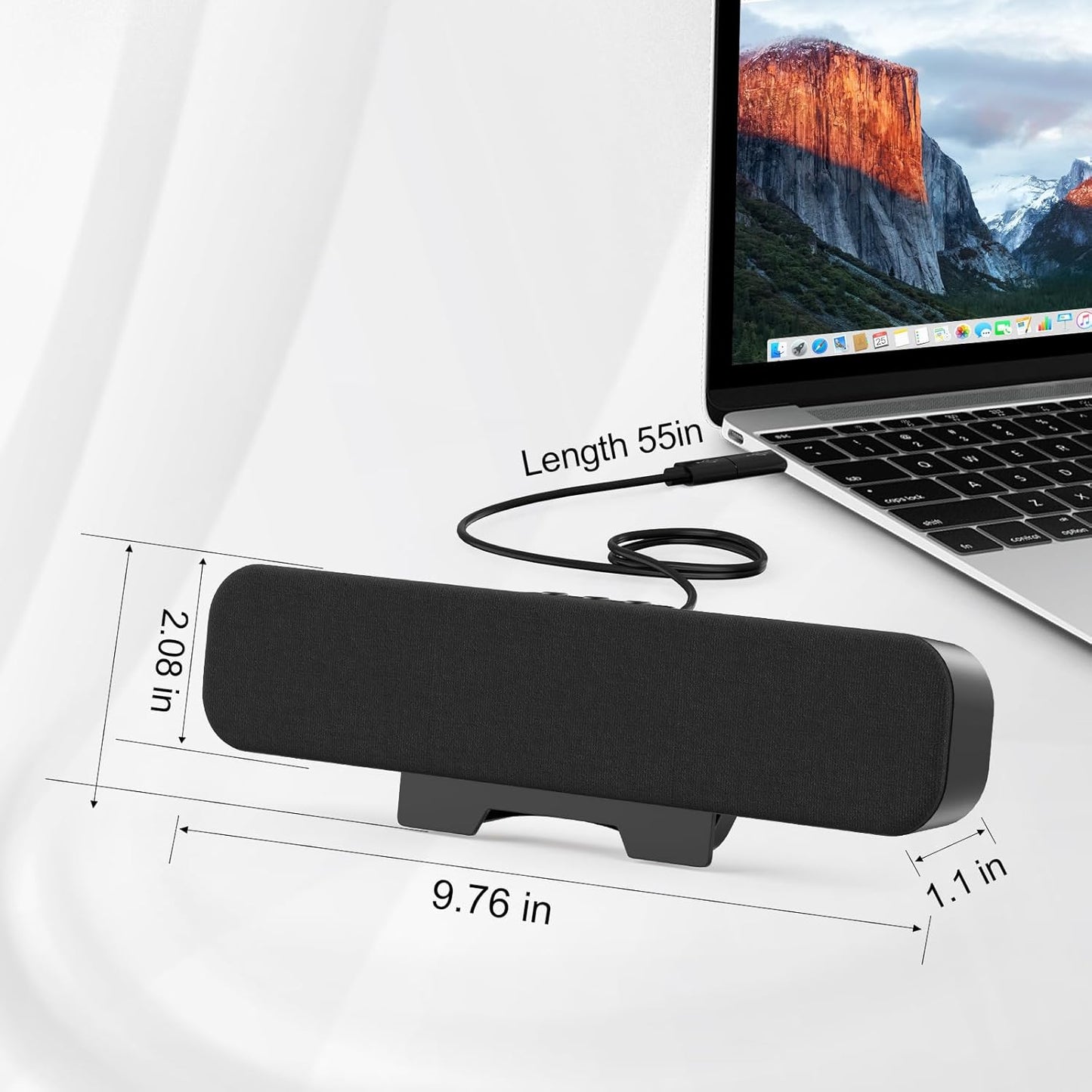 Computer Speakers for Desktop Pc, Monitor Speakers for Laptop,Pc Speakers with Loud Sound,Volume Control Easily Clamps to Monitors(Usb-C to USB Adapter Included) (Black)