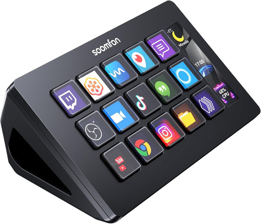 Stream Controller -  Stream Control Deck with 15 LCD Macro Keys Customizable to Trigger Actions in OBS Twitch Youtube Compatible with PC & Mac for Content Creators Streaming Gaming