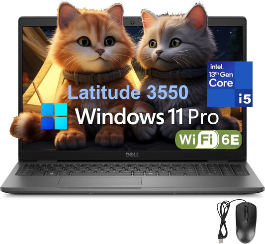 Latitude 3550 Laptop Computer for Business Work, Intel 10-Core I5-1335U (Beat I7-1255U), 16GB DDR5 RAM, 512GB Pcie SSD, 15.6" FHD, Wifi 6E, Bluetooth 5.3, FHD Camera, USB4 Type-C, Windows 11 Pro