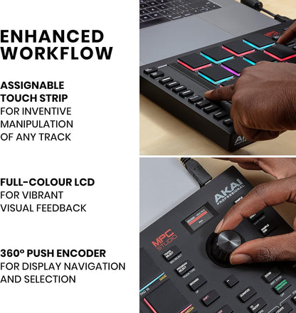 MPC Studio MIDI Controller Beat Maker with 16 Velocity Sensitive RGB Pads, Full MPC 2 Software, Assignable Touch Strip & LCD Display