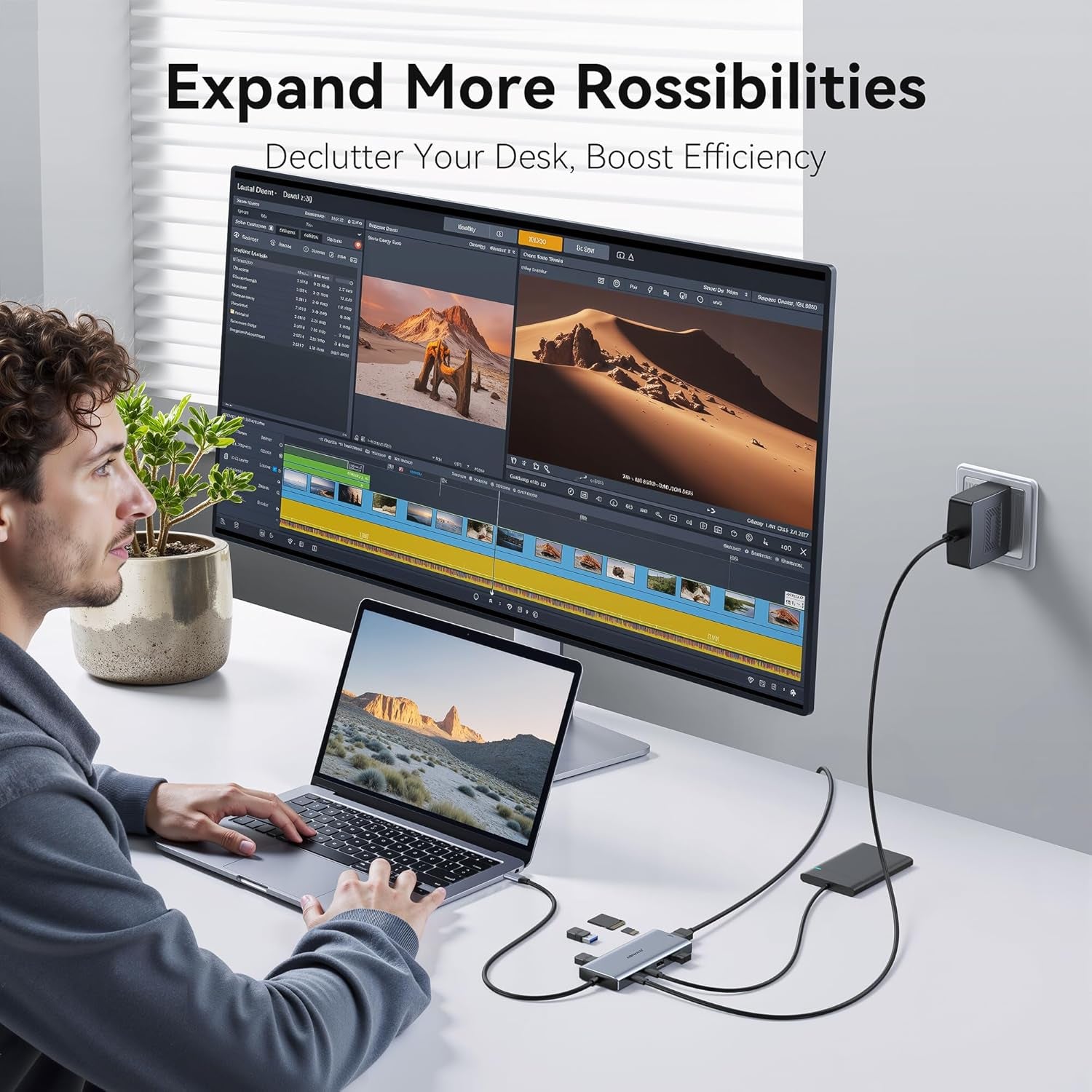 USB C Hub Multiport Adapter for Macbook Pro/Air, 9 in 1 USB C Dongle Dock Mac HDMI Adapter Compatible for Ipad Pro,Imac,Dell Xps,Thinkpad(4K@60Hz HDMI,SD/TF Card Reader,100W PD, 5 USB Ports)