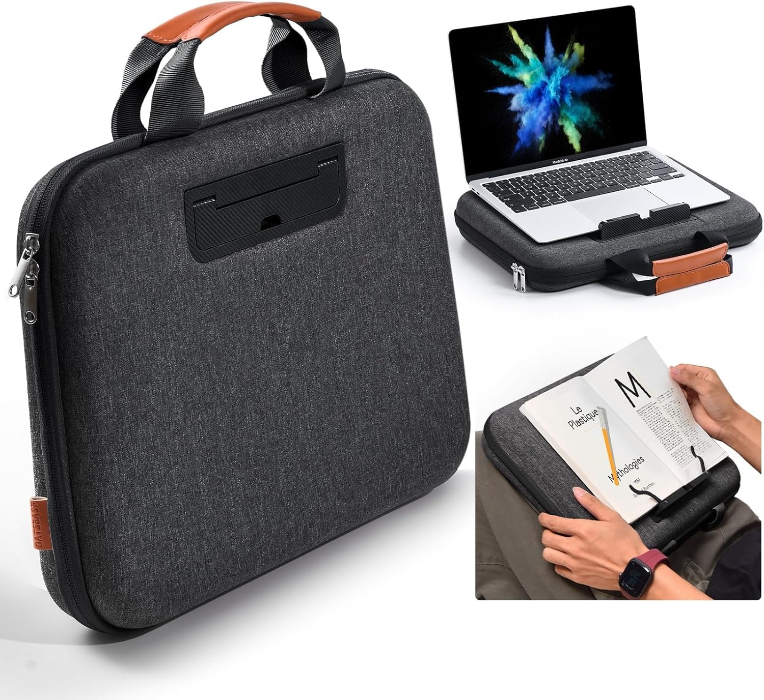 Laptop Case, Laptop Sleeve Bag 14 Inch, Water Resistant Computer Cases for Laptops, Multiple Lap Desk for Men Women, Compatible with Mackbook Air, Lenovo, HP, Dell, Asus Notebook (Dark Grey)