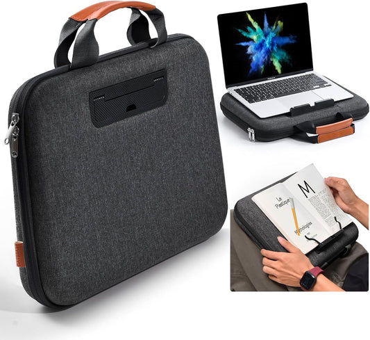 Laptop Case, Laptop Sleeve Bag 14 Inch, Water Resistant Computer Cases for Laptops, Multiple Lap Desk for Men Women, Compatible with Mackbook Air, Lenovo, HP, Dell, Asus Notebook (Dark Grey)