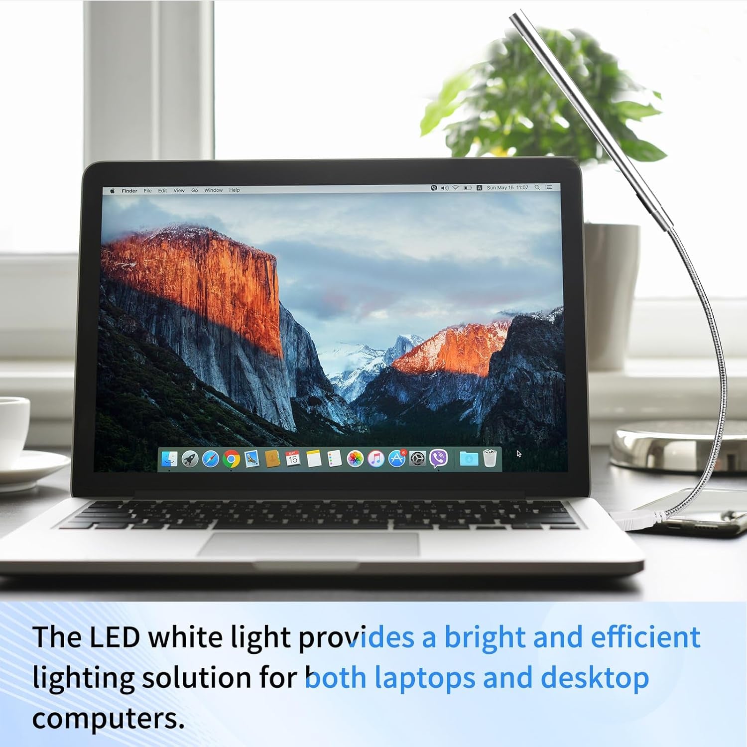Keyboard Light Portable USB LED Light 10 Lamp Beads LED Laptop Light with Long Gooseneck Flexible Stick Laptop Light for Reading Book and Striking Keyboard (No Touch Switch, 1 Pcs, Silver)
