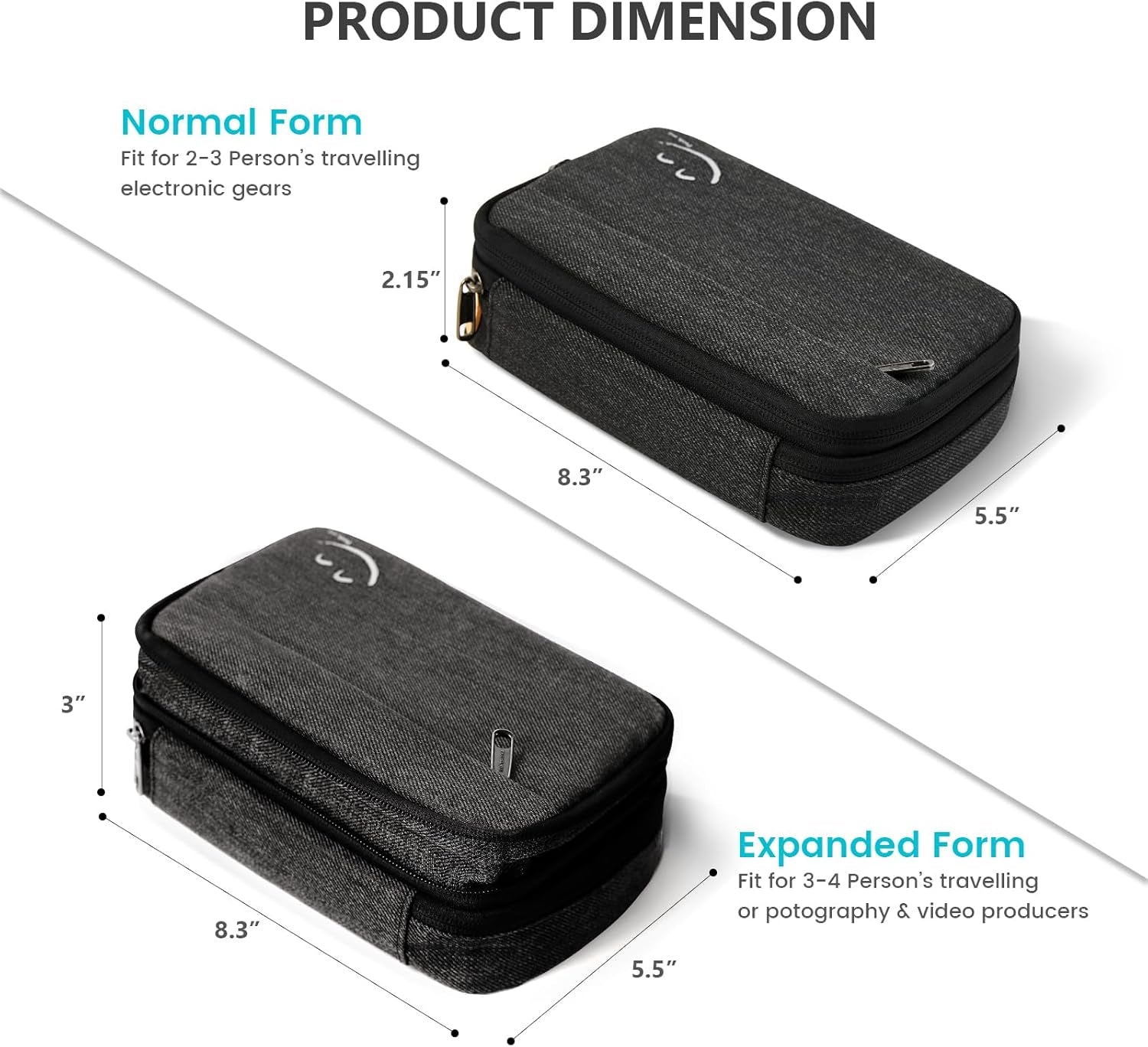 Travelkin Cord Organizer Travel, Electronic Organizer Travel Case, Cable Organizer Bag for Cords,Chargers Phone, Sd Card,Usbs (Black)