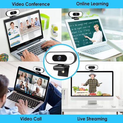 Webcam with Ring Light - Plug and Play, Privacy Cover and Tripod Included, 1080P Full HD Pro Streaming Web Camera with Microphone, USB Computer Camera for PC Mac Laptop Desktop