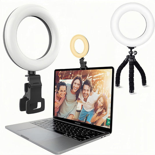 Video Conference Lighting,  6.3" Ring Light with Stand Clip on Laptop Desktop Ring Light for Video Calls, Webcam, Remote Working, Zoom Meetings, Live Streaming, Online Teaching, Interview