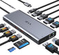 USB C Laptop Docking Station Dual Monitor HDMI for Dell/Lenovo/Hp Laptop 14 in 1 USB C Hub Multiport Adapter Dongle Dock USB C to 2 HDMI 4K+Displayport+Ethernet+4Usb+2Usb C+100W PD Charger+Sd/Tf+Audio