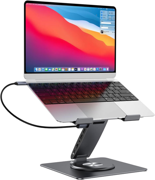 Laptop Docking Station for Macbook Pro/Air/Dell/Hp/Surface  11-In-1 USB C Hub 360°Rotatable Laptop Stand with USB Hub 4K HDMI USB 3.0 PD100W 3.5Mm Audio Jack RJ 45 TF/SD Reader Universal Laptop Dock