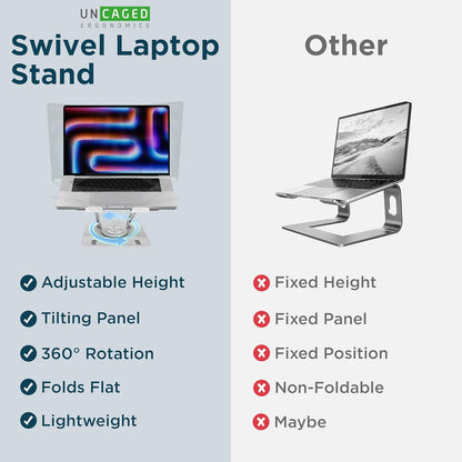 Swivel Laptop Stand for Desk, Adjustable Computer Ipad Stand for Desk W/ 360 Rotation, Portable Laptop Holder for Home Office Ergonomic Supplies