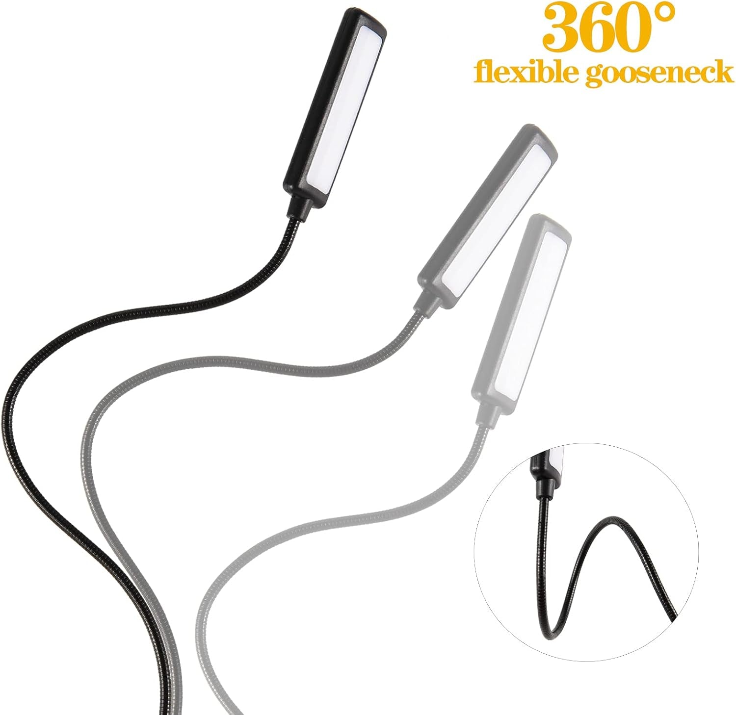 USB Laptop Light with Adjustable Gooseneck, 3 Color X 3 Brightness + 3 Mini LED Lights
