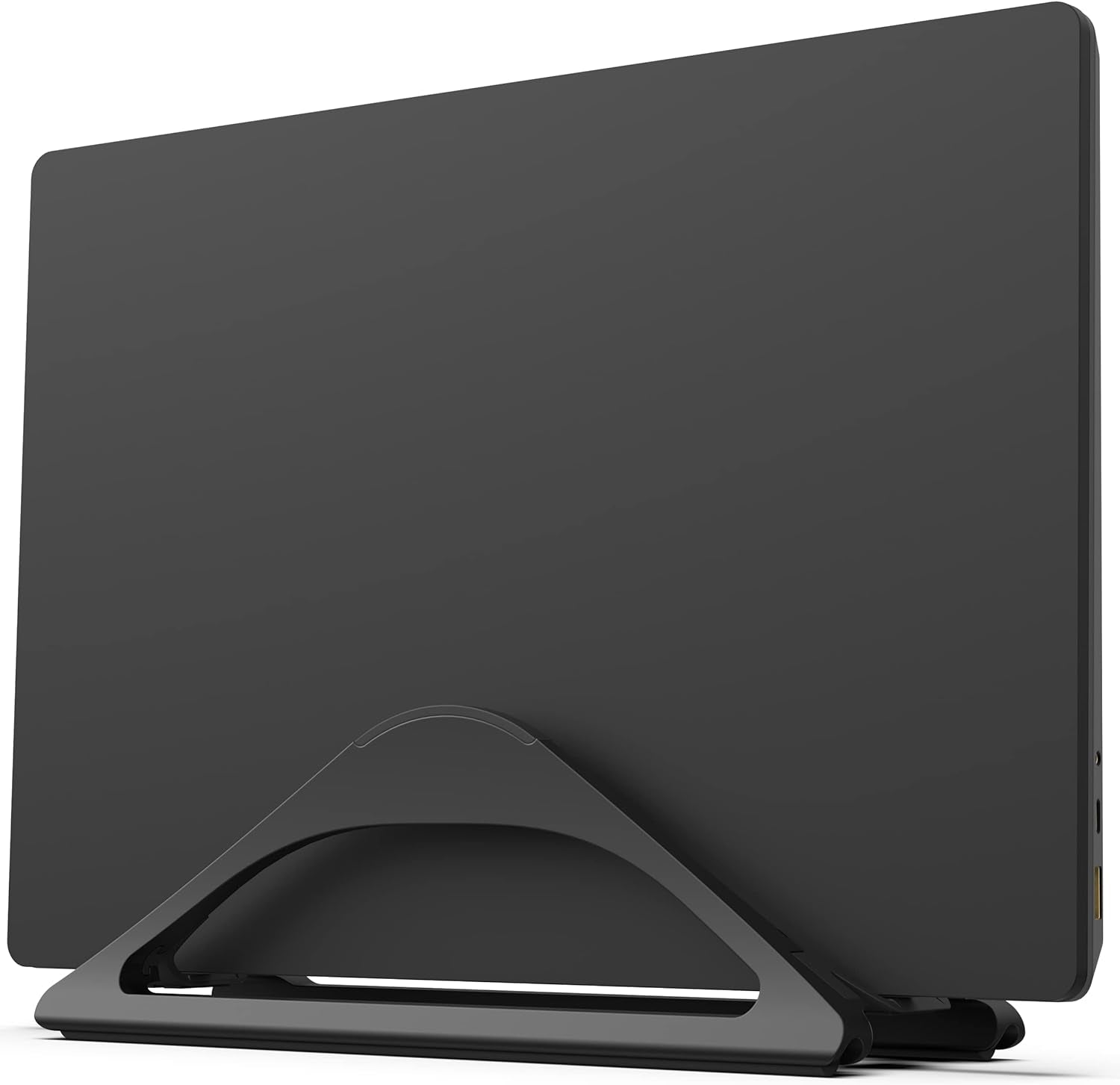 Vertical Laptop Stand for Desks in Matte Black, Upright Adjustable Holder to Dock Apple Macbook, Macbook Pro, and Other Laptops to Organize Work & Home Office, Automatic Grip