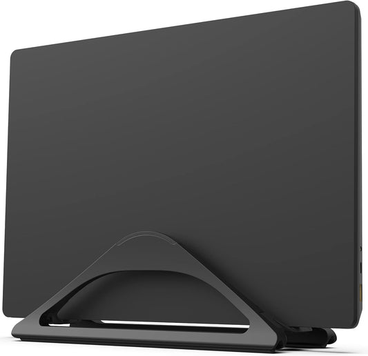 Vertical Laptop Stand for Desks in Matte Black, Upright Adjustable Holder to Dock Apple Macbook, Macbook Pro, and Other Laptops to Organize Work & Home Office, Automatic Grip