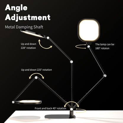 LED Desk Lamp for Home Office, Desk Light for Video Call, 3 Color Temperature 10 Brightness Computer Light, Dimmable Led Desk Light with Memory & Timer Func, Metal Swing Arm Architect Desk Lamp