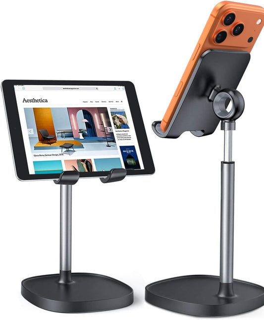 Cell Phone Stand Adjustable for Iphone Phone Holder for Desk, Office Desk Accessories PC Gaming Gifts for Her Kitchen Gadgets Clearance Essentials Fit Otterbox Case Switch Ipad Air Tablet 4-10In