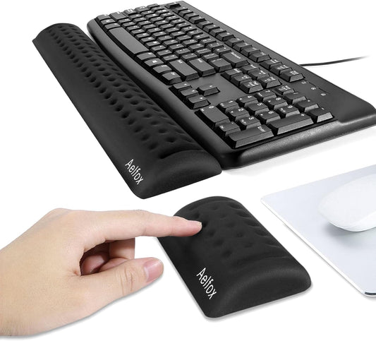 Memory Foam Keyboard Wrist Rest&Mouse Wrist Rest, Ergonomic Design Wrist Pad for Computer Keyboard Laptop Wrist Support, Arm Rest for Desk Accessories in Home Office School(Black)