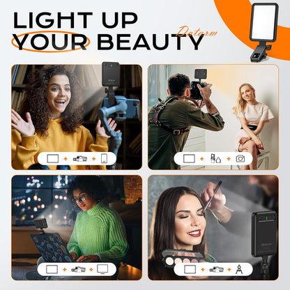 Rechargeable Soft Selfie Light for Phone, Camera, Laptop, 4-14H Battery Portable LED Light for Pictures, Phone Light Clip for Selfie, Vlog, Tiktok, Makeup, Video Conference Black