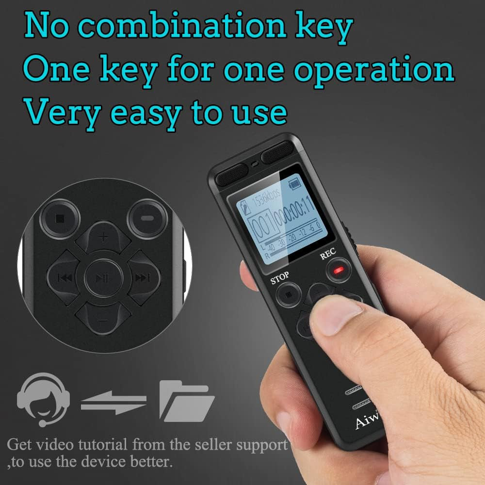 136GB Digital Voice Recorder Voice Activated Recorder for Lectures Meetings -  9860 Hours Sound Audio Recorder Dictaphone Recording Device with Playback,Mp3 Player,Password,Variable Speed.
