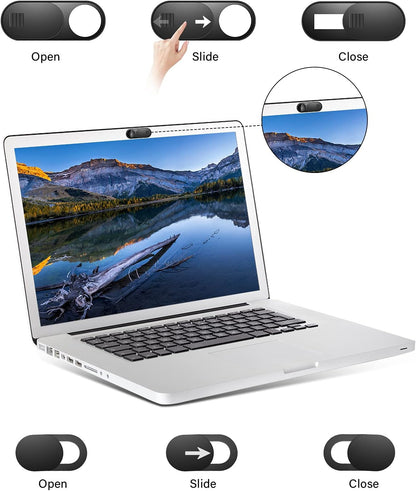 Laptop Camera Cover Slide, Phone Camera Cover Slide, 6 Pack Ultra Thin Webcam Cover Slide for Laptop, Desktop, PC, Tablet, Smartphone, Protect Your Privacy and Security(Black)