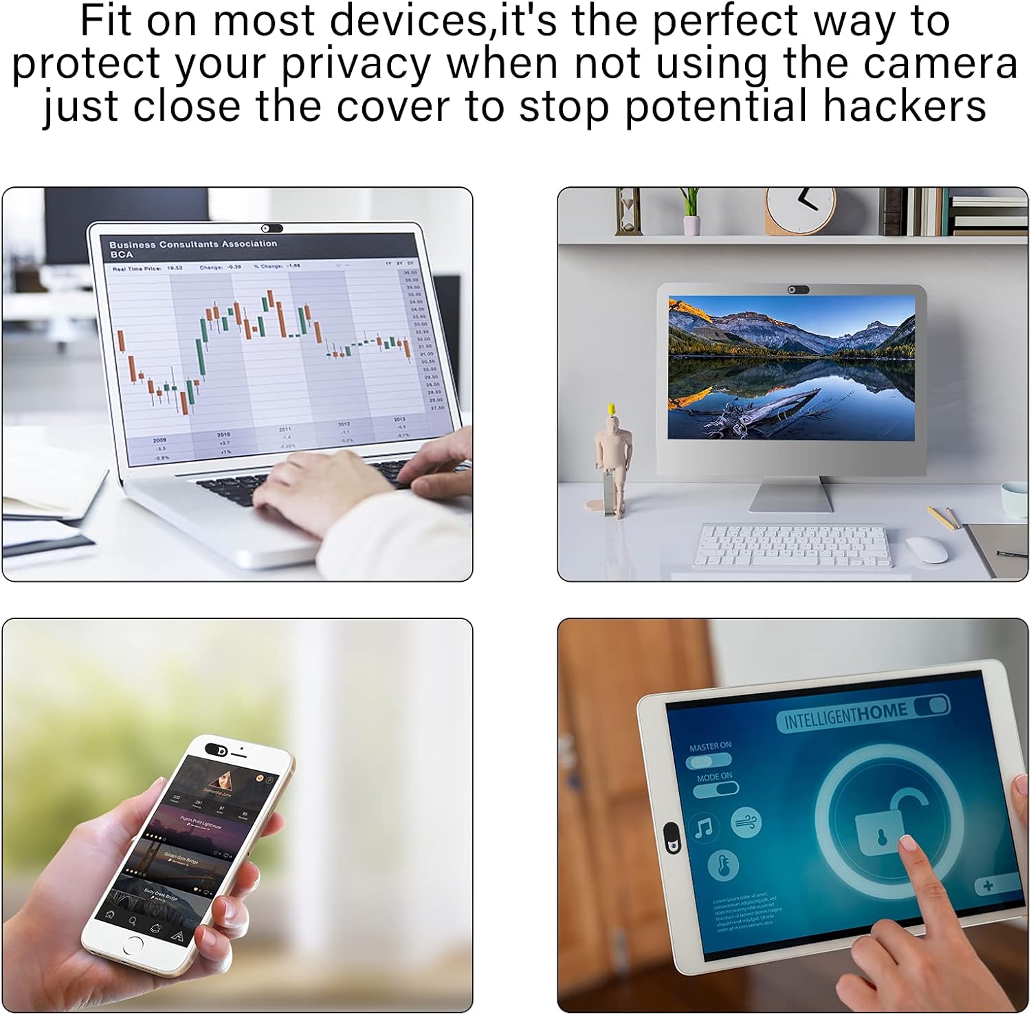 Laptop Camera Cover Slide, Phone Camera Cover Slide, 6 Pack Ultra Thin Webcam Cover Slide for Laptop, Desktop, PC, Tablet, Smartphone, Protect Your Privacy and Security(Black)