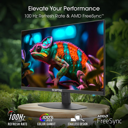 New 27-Inch Gaming Monitor 100Hz 1Ms Displayport HDMI X2 100% Srgb AMD Freesync Build-In Speakers, Eye Care Frameless Machine Black 2024 (E275W-FW100T)