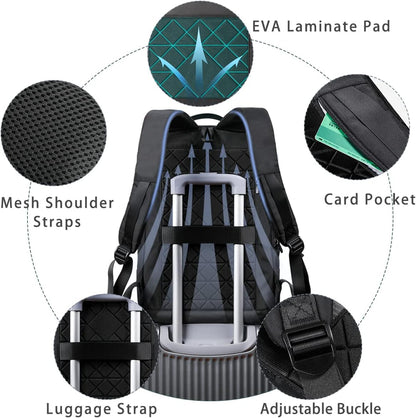 Backpack for Men Business Slim Backpack with USB Charger Computer Lightweight Anti-Theft Travel Backpacks 15.6 Inch Water Resistant Laptop Bag for Work Office College-Black