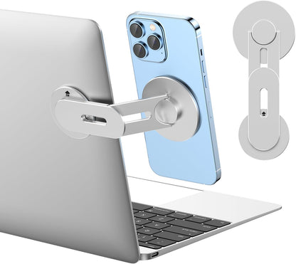 Magnetic Phone Holder for Laptop for Magsafe for Iphone 17/16/15/14/13/12 & All Phones, 180°Adjustable Phone Side Mount for Computer Monitor for Tesla, Desktop Cell Phone Bracket, Gray