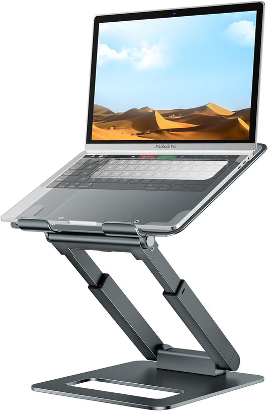 Laptop Stand for Desk Adjustable Height, Telescopic 360 Rotating Pull Out Design Ergonomic Laptop Riser Fits All Macbook, Laptops -Gray