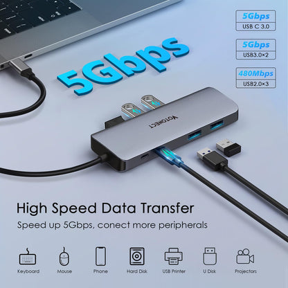 10-In-1 USB C Hub with 4K HDMI Adapter, SD/TF Card Reader, 100W PD Charging, 2 USB 3.0 Ports, and 2 USB 2.0 Ports for Macbook Pro/Air, Dell XPS, Lenovo Thinkpad, Etc.