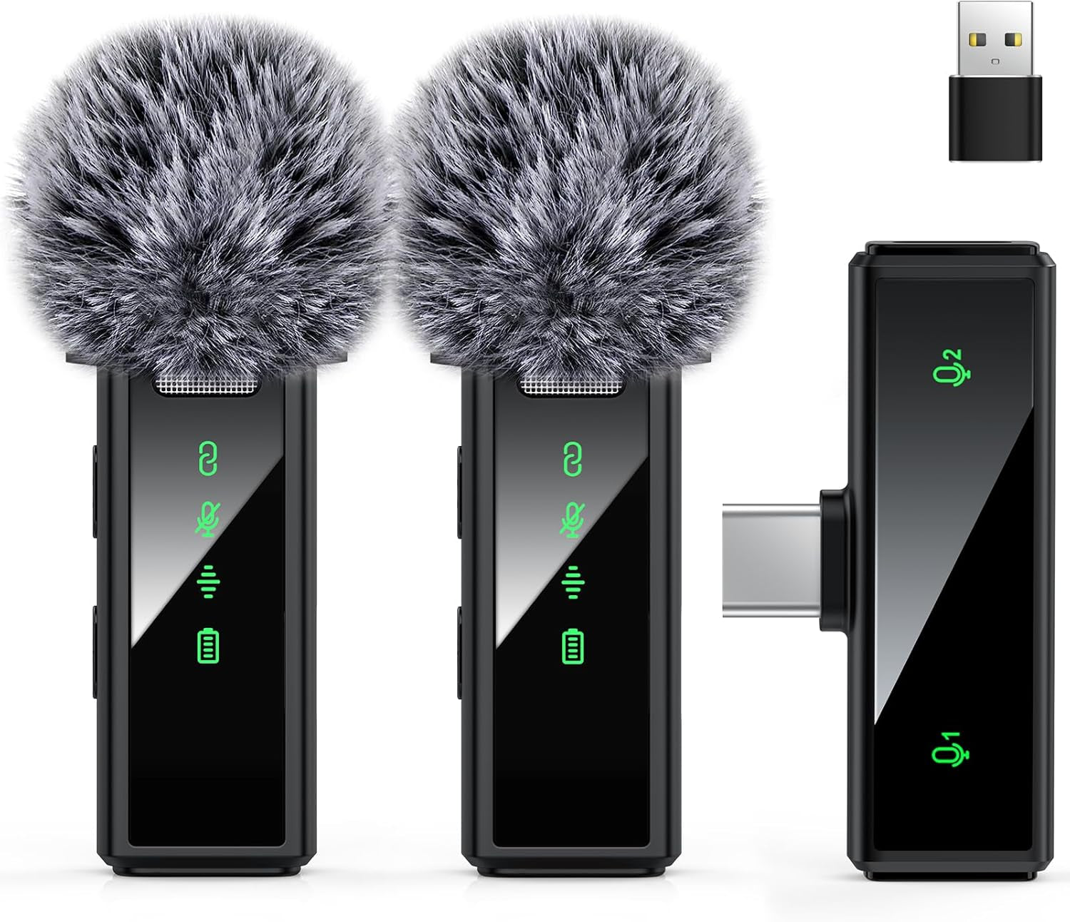 USB C Wireless Lavalier Microphone for Android, PC, Laptop, Iphone 15/16, USB Microphone with Noise Cancellation, Lapel Mic Wireless for Video Recording, Vlog, Youtube, Tiktok