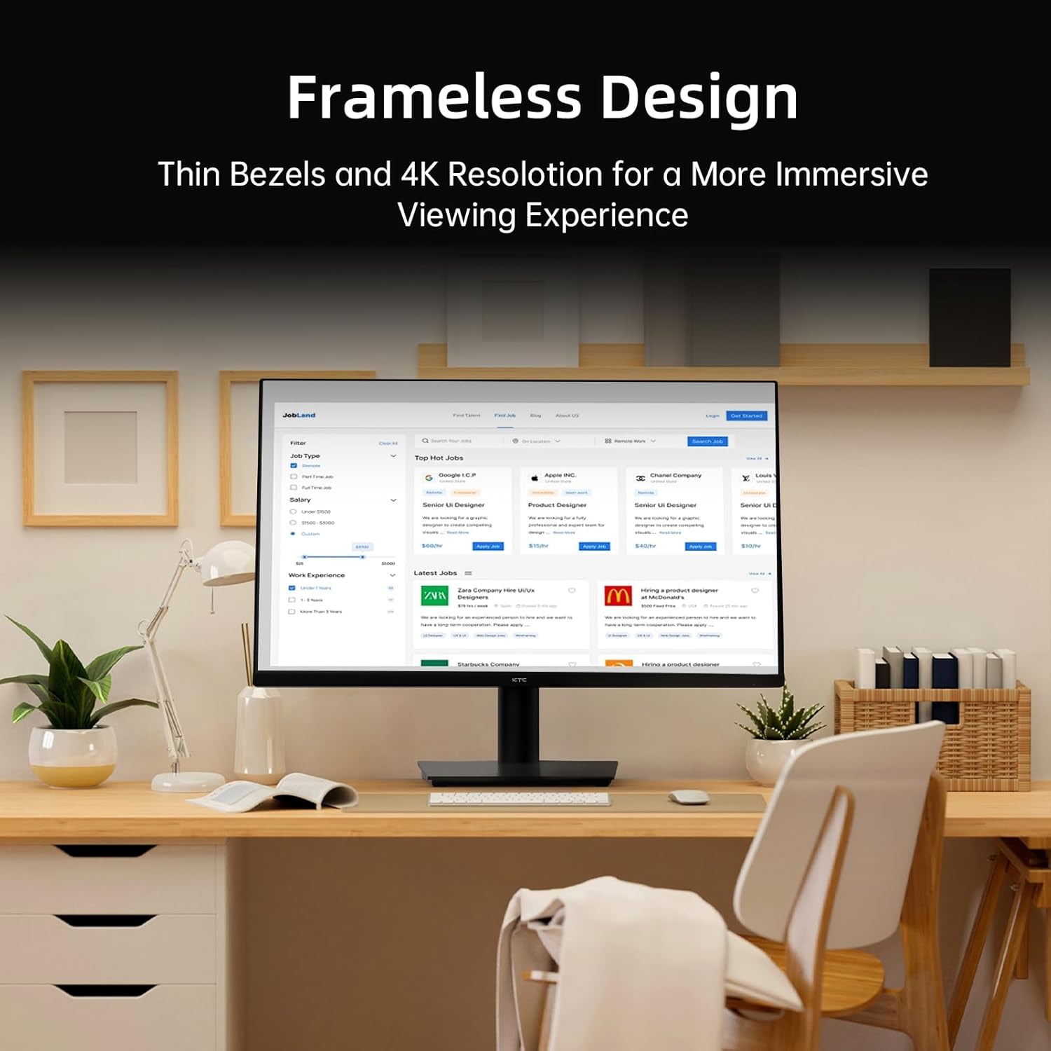 24 Inch Monitor - 1080P Monitor, 100Hz Freesync Gaming Monitor with HDR10,VESA Mountable, Adjustable Tilt, Zeroframe Design, Hdmi,Vga,Earphone Ports, PC Monitor Work Monitor for Office, H24V13