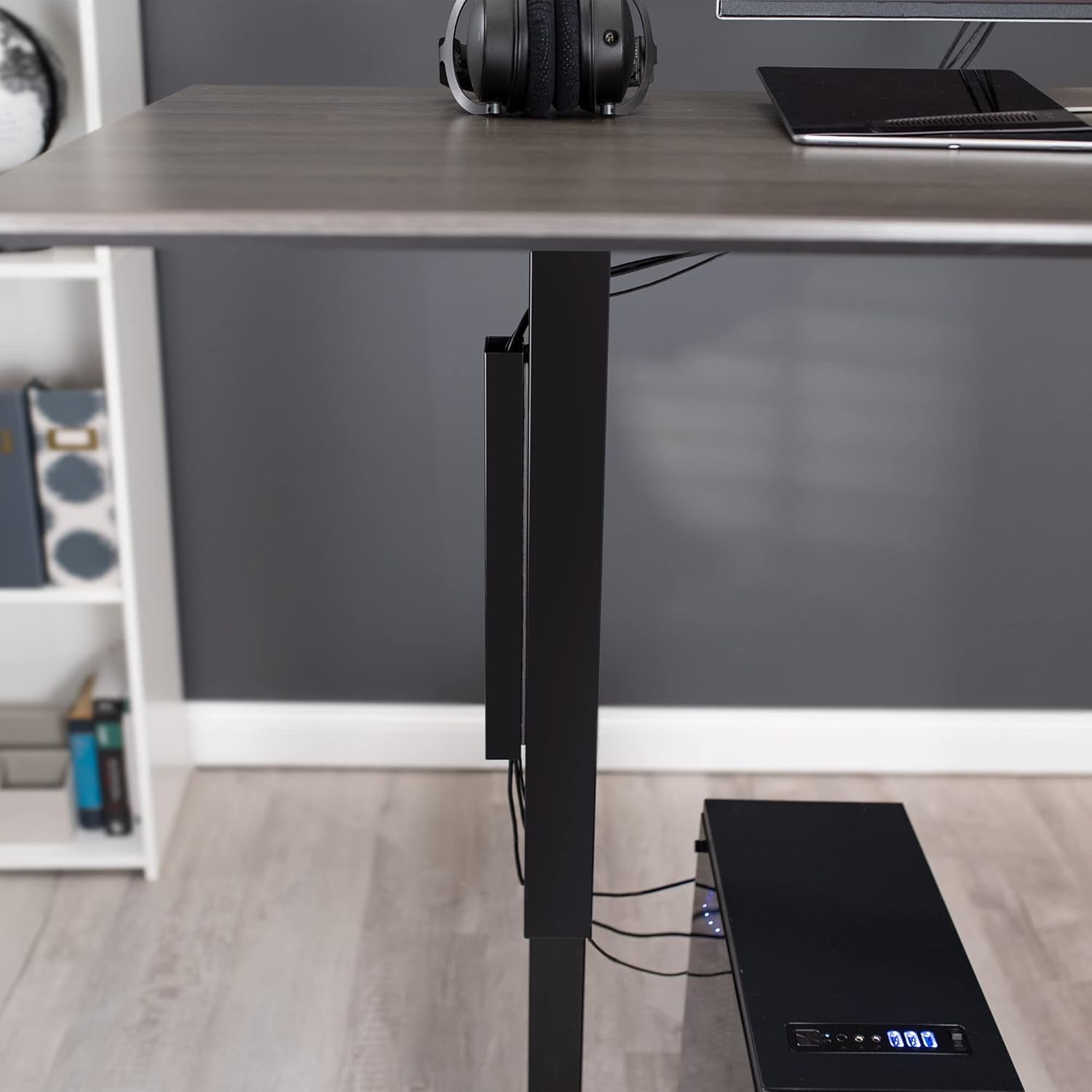 Steel Magnetic 14 Inch Cable Management Channel for under Desk Leg, No Drill Cord Organizer for Home Office, Black, DESK-AC01-1MB