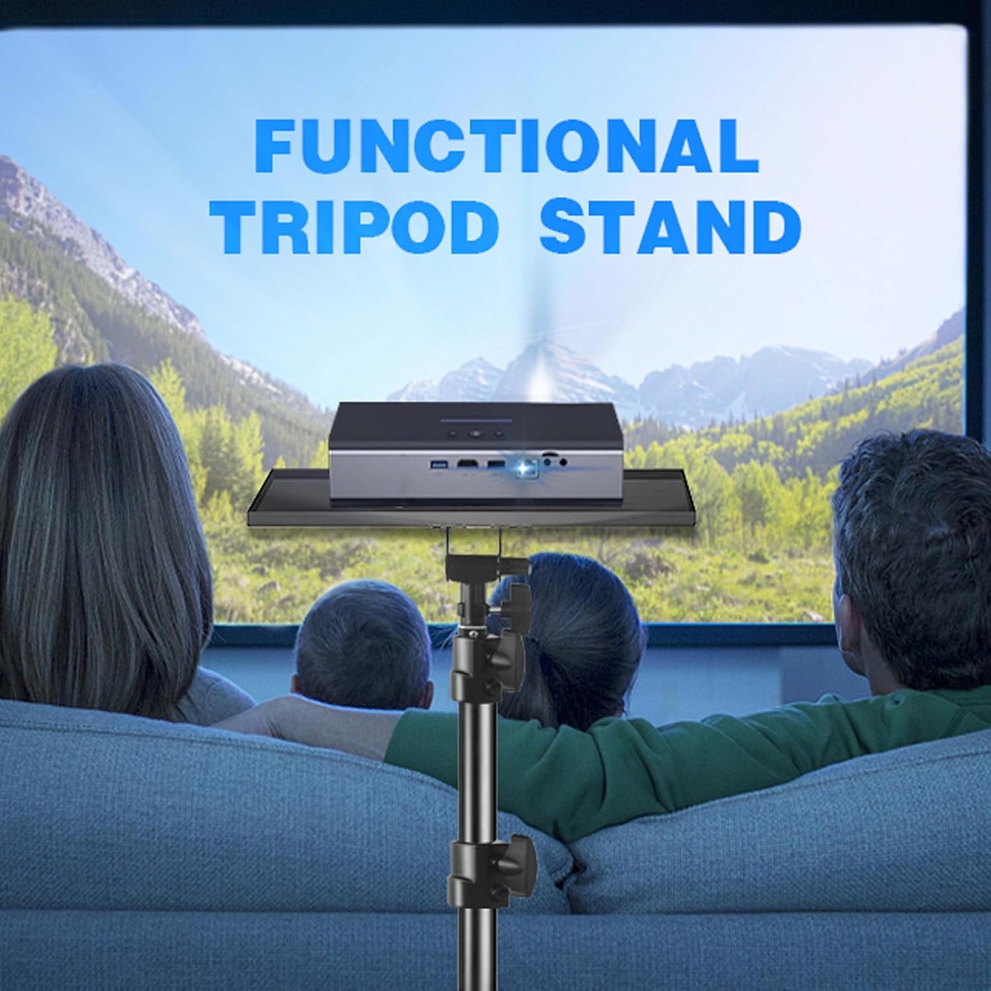 Projector Stand, 22 to 55 Inch Laptop Stand with Phone Holder, Tripod for DJ Equipment, Outdoor Movies, Office, Home, Stage or Studio (Black)