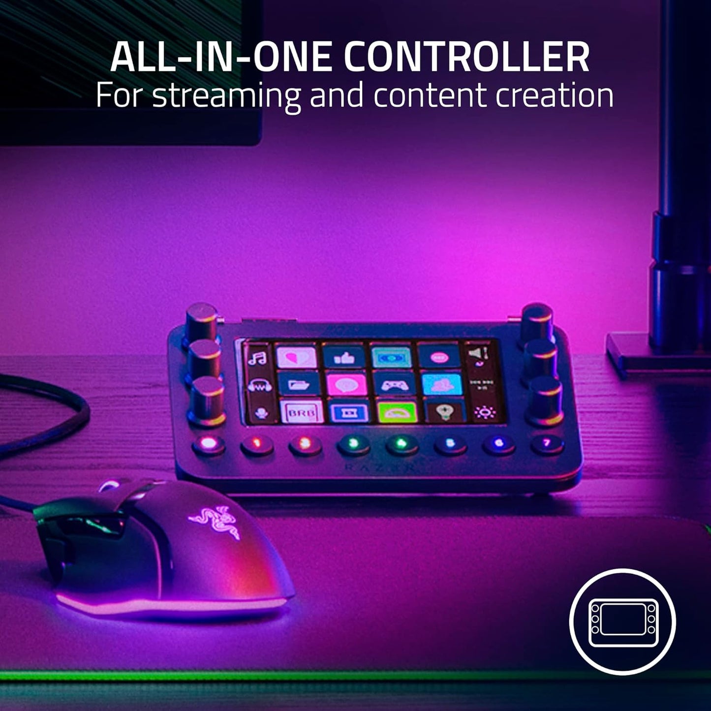 Stream Controller: All-In-One Keypad for Streaming - 12 Haptic Switchblade Keys - 6 Tactile Analog Dials - 8 Programmable Buttons - Designed for PC & Mac Compatibility